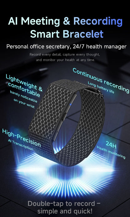 AI Voice Recorder Band overview – AI meeting recording and 24/7 health tracking | RevivPro