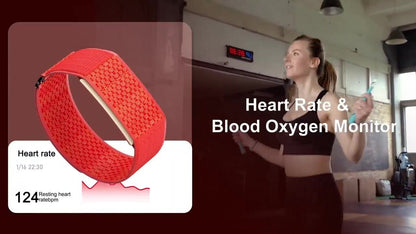 AI Voice Recorder Band in red – heart rate and blood oxygen SpO2 monitoring | RevivPro