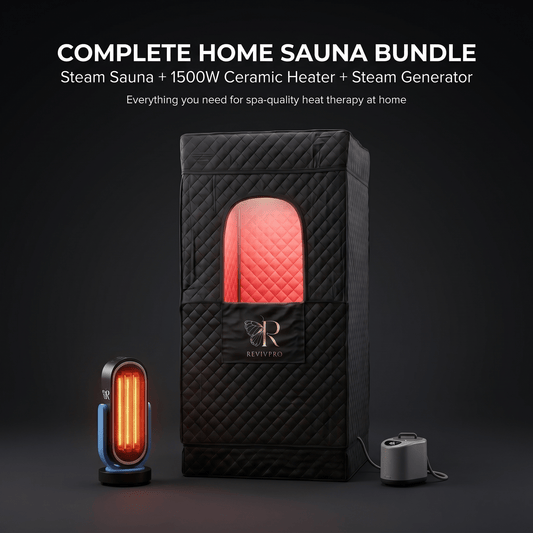 Complete Home Sauna Starter Bundle Kit – Steam Sauna + Sauna Heater - RevivPro