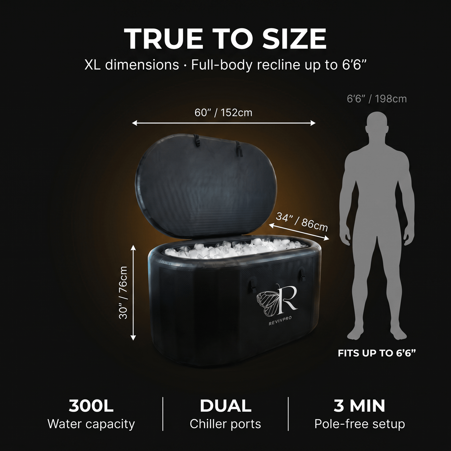 Extra Large Ice Bath Tub X Pro - Water Chiller Compatible Cold Plunge for Athletes - RevivPro