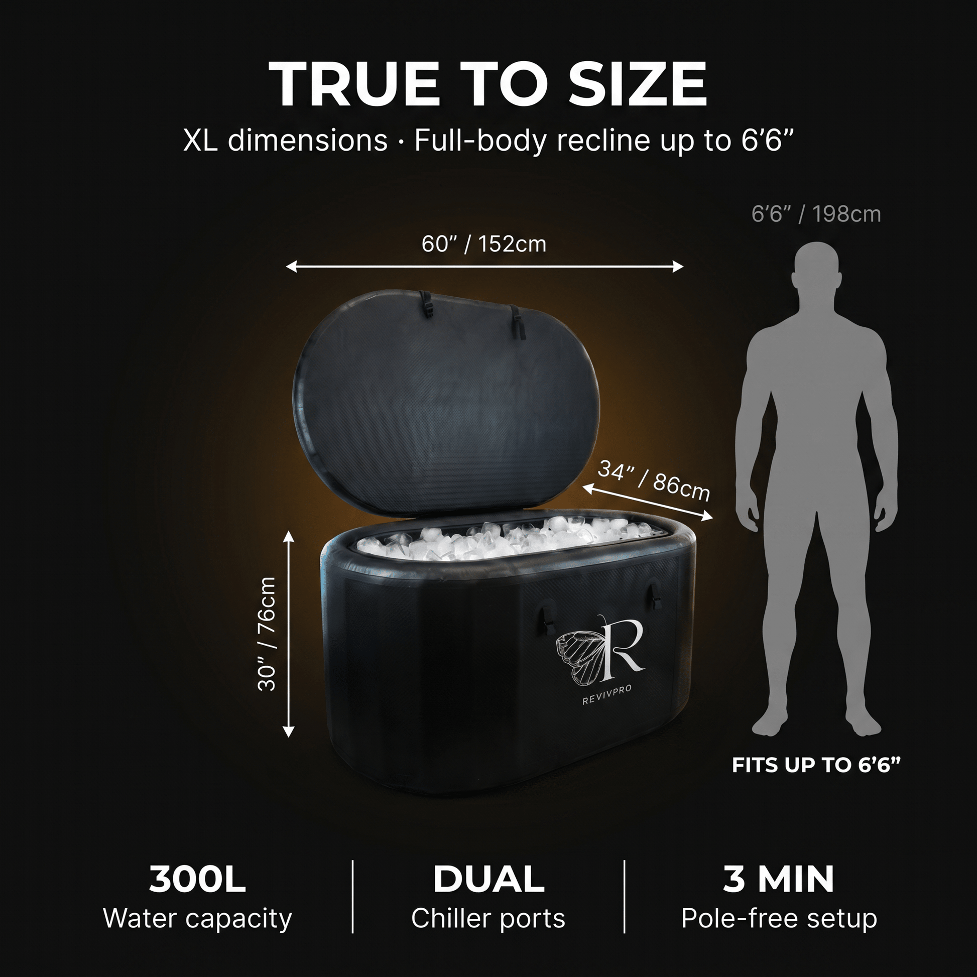 Extra Large Ice Bath Tub X Pro - Water Chiller Compatible Cold Plunge for Athletes - RevivPro