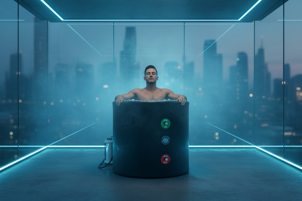Male Athlete in RevivPro Portable Ice Bath Tub Pro