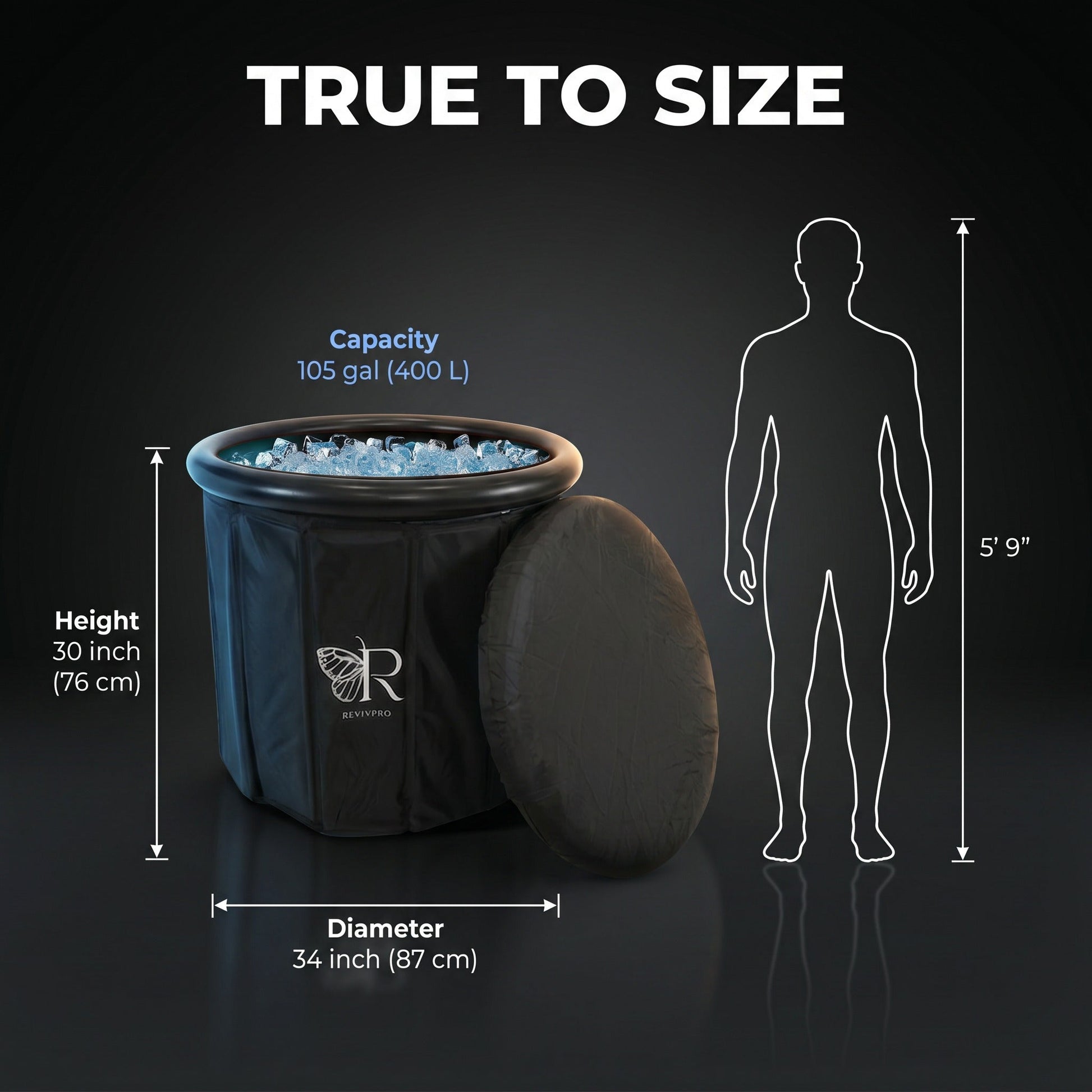 Portable Foldable Ice Bath Tub - Water Chiller Compatible Cold Plunge for Recovery and Wellness - RevivPro