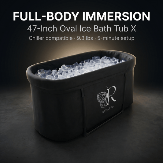 Portable Oval Ice Bath Tub X with Extra Length - Water Chiller Compatible Cold Plunge - RevivPro