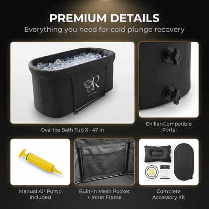 Portable Oval Ice Bath Tub X with Extra Length - Water Chiller Compatible Cold Plunge - RevivPro