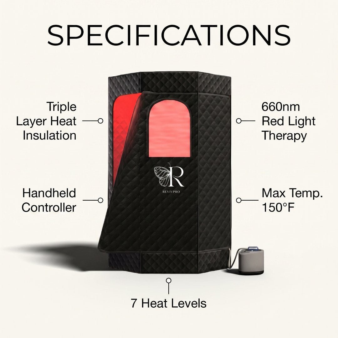 Portable Steam Sauna Box with Skin Care Red Light - RevivPro