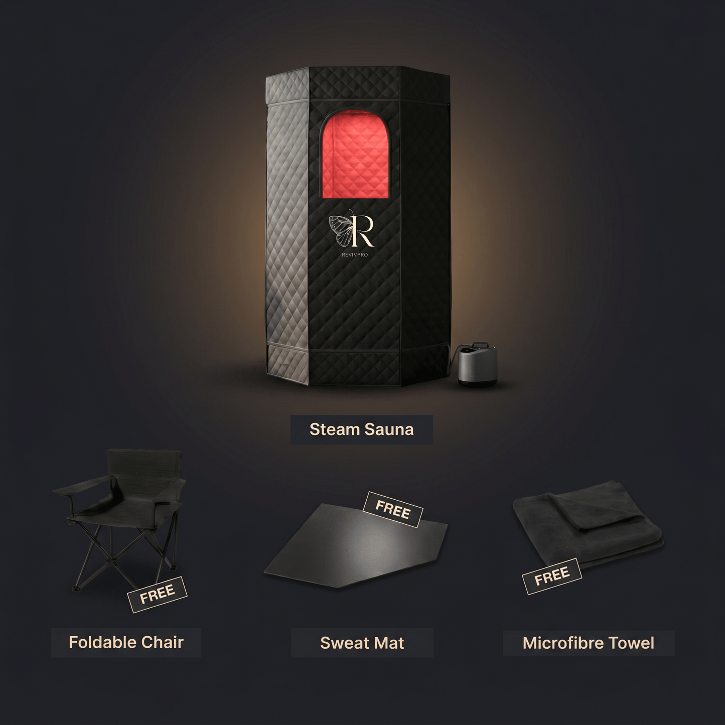 Portable Steam Sauna Box with Skin Care Red Light - RevivPro