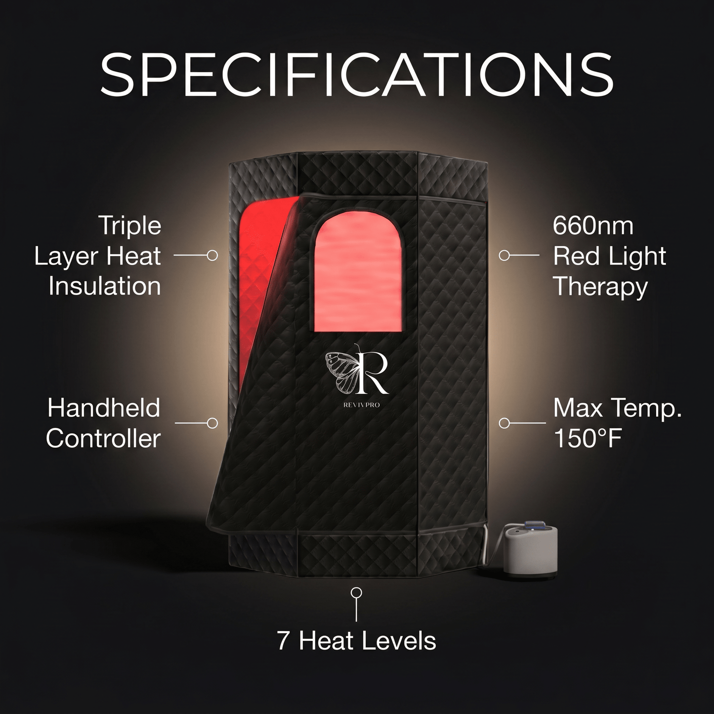 Portable Steam Sauna Box with Skin Care Red Light - RevivPro