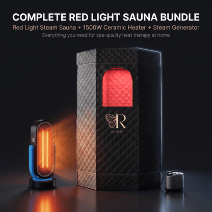 RevivPro Red Light Sauna Bundle Kit with portable red light steam sauna and 1500W ceramic heater