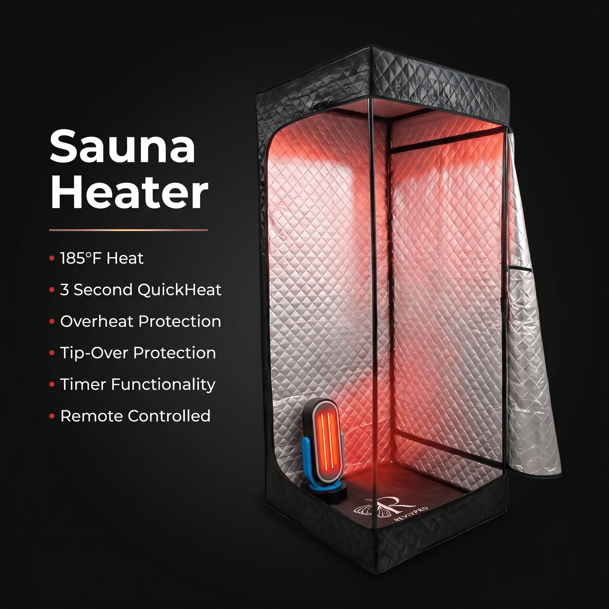 Sauna Heater – 1500W Ceramic Carbon QuickHeat® with Remote - RevivPro